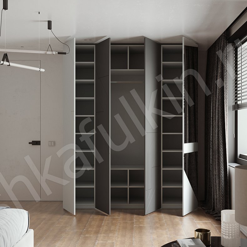 Шкаф Сигма Серый Светлые Белый Современный 4х створчатые Гостиная Для вещей 2