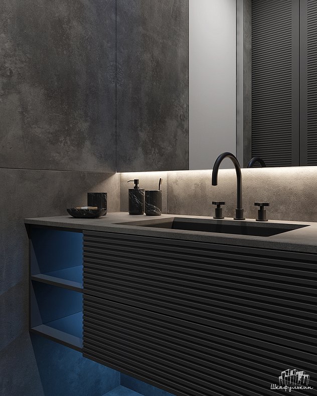 Мебель в санузел Шондер Темные Черный Современный   Для вещей 4