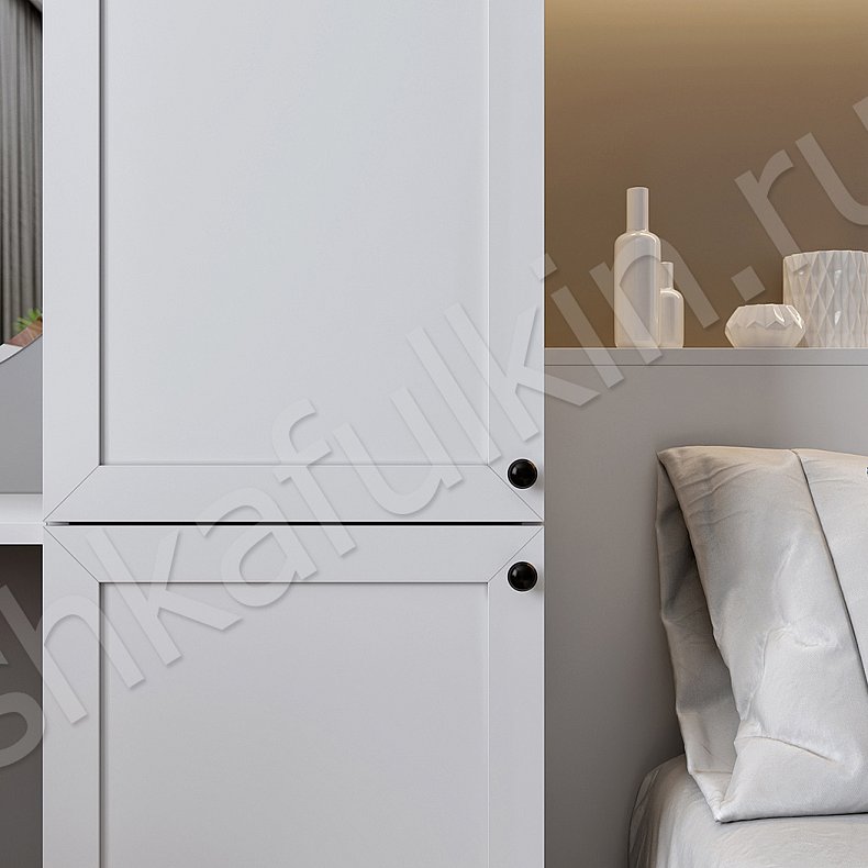 Гарнитур Глэдис Белый Коричневый Светлые Современный 4х створчатые Спальня Для белья Для книг Для декора Для вещей 7
