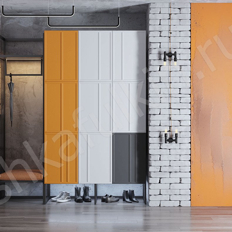 Изображение Прихожая Урбан Белый Цветной Светлые Лофт 3х створчатые Прихожая Для вещей 3