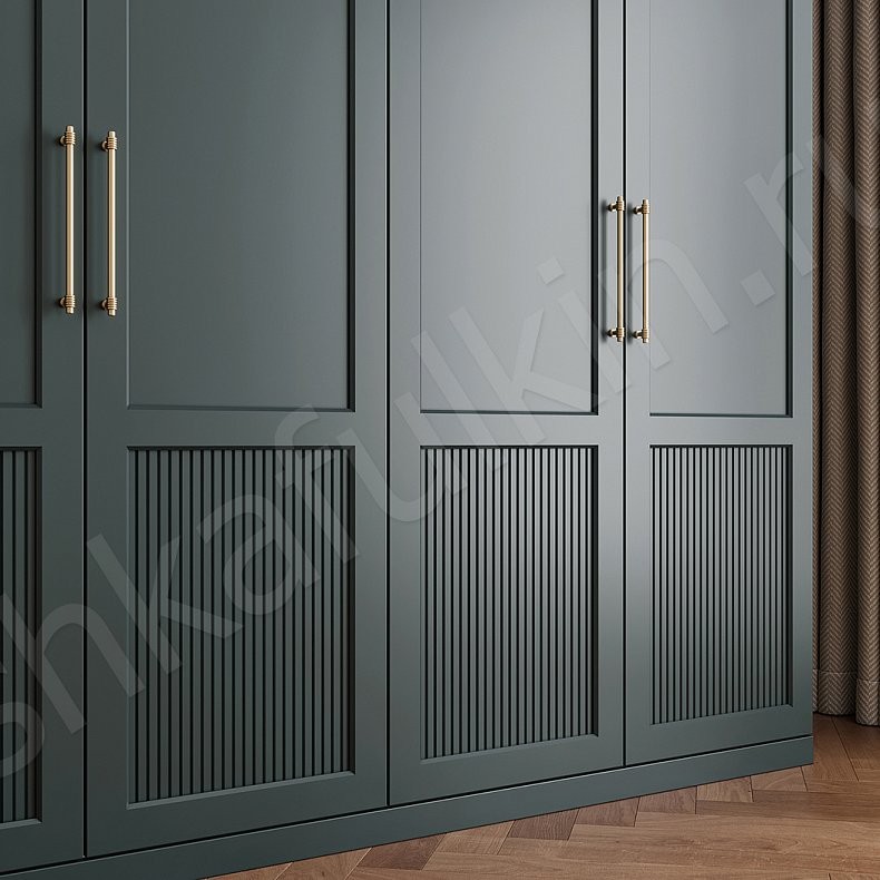 Изображение Шкаф Шелдон Цветной Серый Темные Зеленый Модерн 4х створчатые Гостиная Для вещей 12