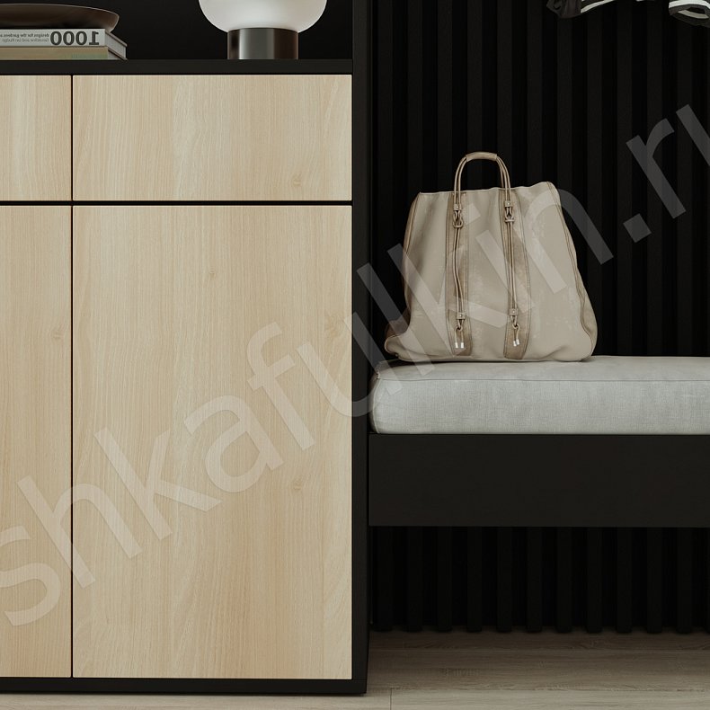 Изображение Прихожая Бонни Темные Светлые Серый Коричневый Черный Белый Скандинавский 2х створчатые Прихожая Для вещей 15