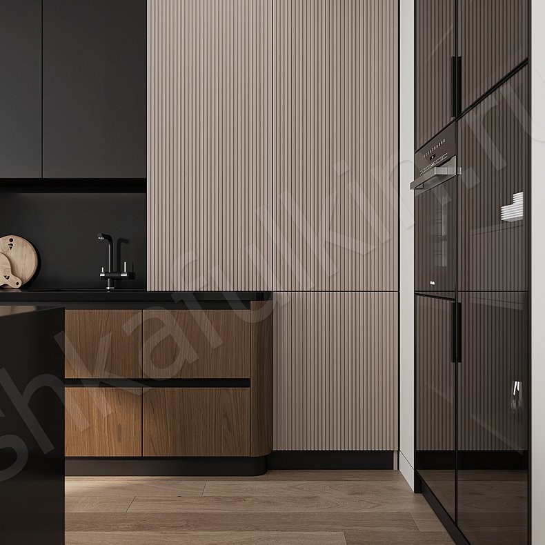 Изображение Кухня Лальберо Светлые Коричневый Древесный Современный Для посуды Для декора 4