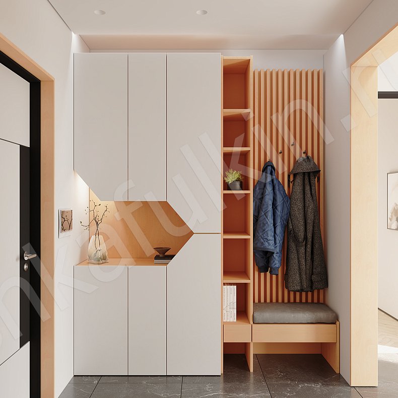 Изображение Прихожая Сальма Темные Серый Коричневый Белый Минимализм 2х створчатые Прихожая Для вещей 4