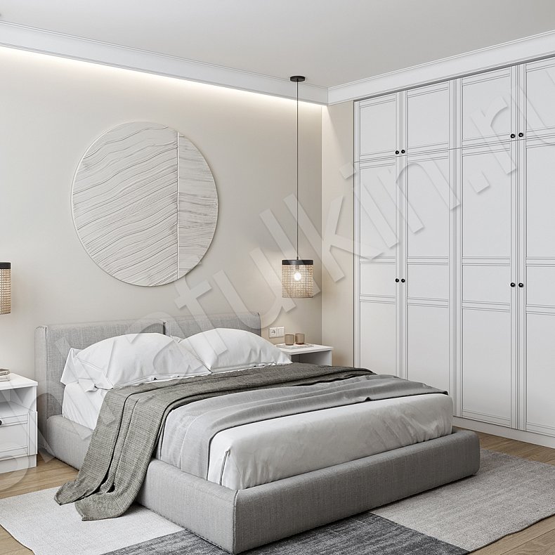 Гарнитур Старк Белый Неоклассика 4х створчатые Спальня Для вещей