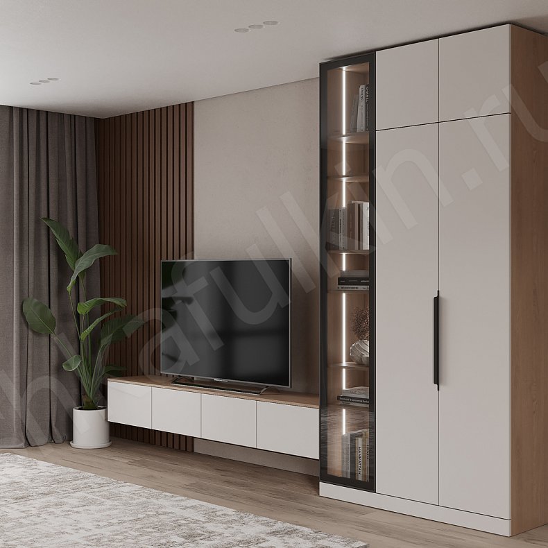 Изображение Стенка Максвелл Белый Светлые Современный 3х створчатые Гостиная Для книг Для вещей 1