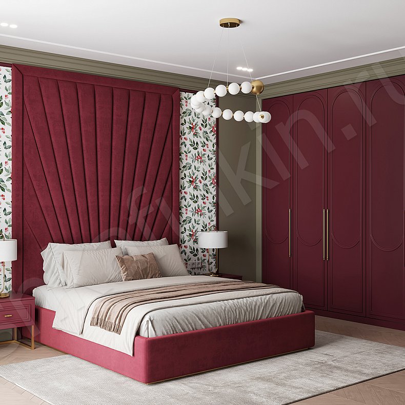 Гарнитур Новелла Темные Красный Цветной Неоклассика 5и створчатые Спальня Для вещей Для белья