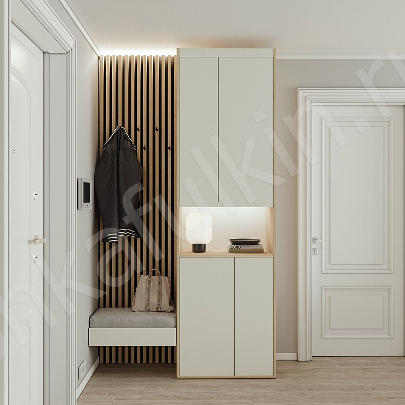 Изображение Прихожая Донни Древесный Белый Черный Серый Светлые Темные Скандинавский 2х створчатые Прихожая Для вещей 1