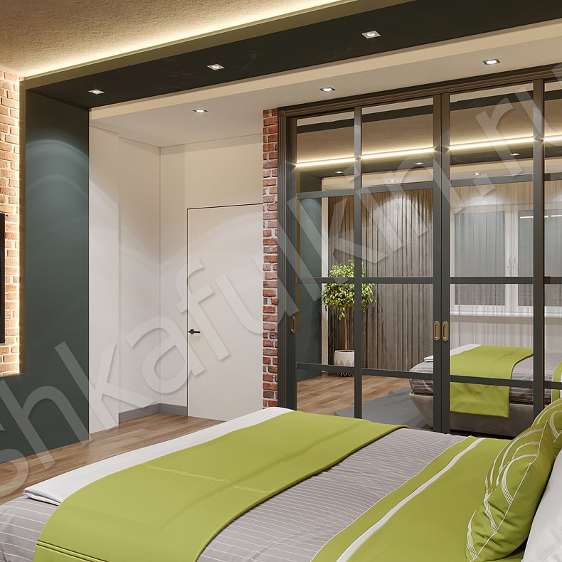 Изображение Шкаф-купе Лозанна Темные Черный Лофт 4х створчатые Спальня Для вещей 3