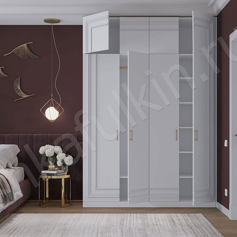 Спальня Джорджия Белый Светлые Неоклассика 4х створчатые Спальня Для белья Для вещей 5
