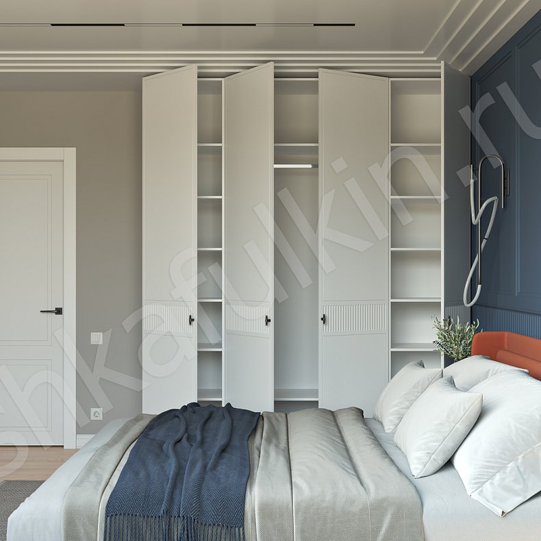 Изображение Шкаф Кликер Белый Светлые Серый Минимализм 4х створчатые Спальня Для вещей 6