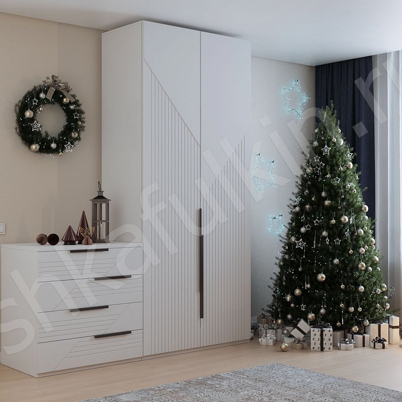 Изображение Гарнитур Фигаро Белый Светлые Серый Модерн 4х створчатые Спальня Для вещей 3