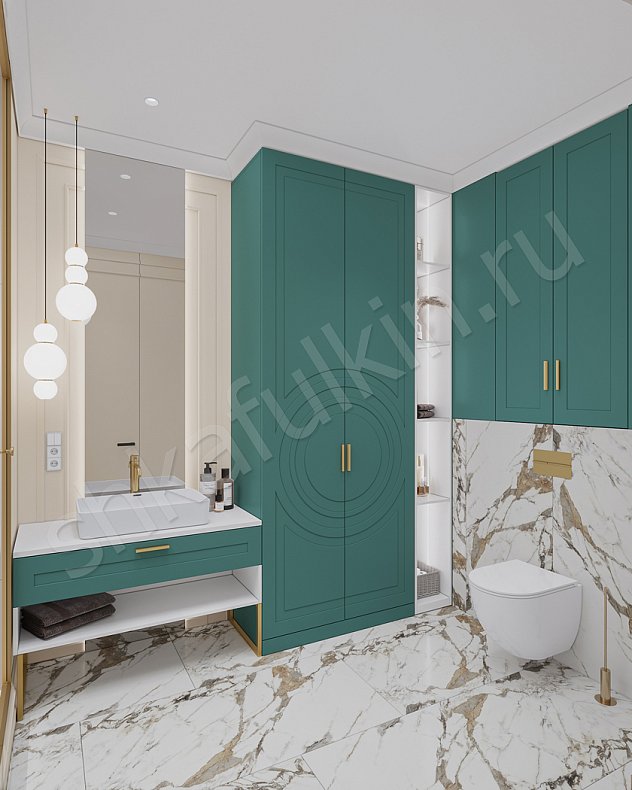 Мебель в ванную Линдор Зеленый Темные Светлые Коричневый Цветной Неоклассика 2х створчатые  Для вещей Для белья