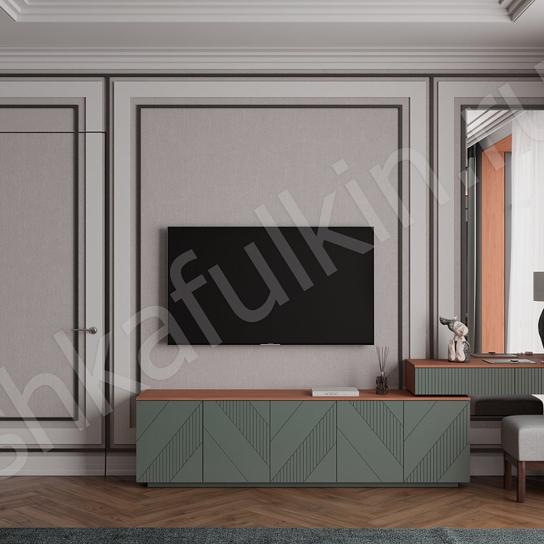 Изображение Гарнитур Хадсон Темные Зеленый Модерн 4х створчатые Спальня Для вещей 7