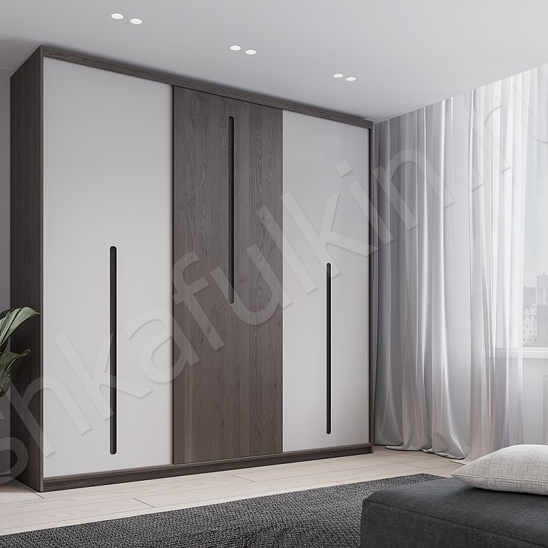 Шкаф-купе Парадигма Светлые Древесный Белый Минимализм 3х створчатые Гостиная Для вещей