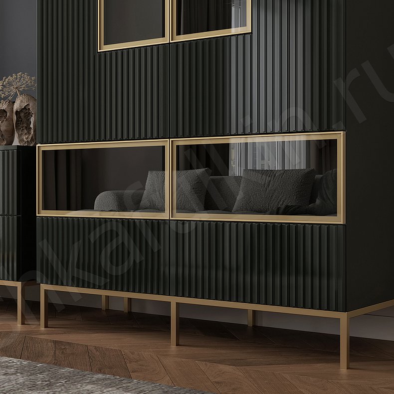 Изображение Стенка Мельпомена Цветной Темные Зеленый Неоклассика  Гостиная Для книг Для декора Под ТВ 9