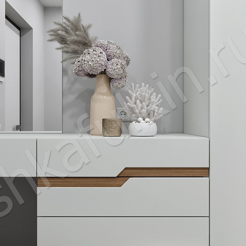 Изображение Прихожая Крис Белый Древесный Светлые Минимализм 4х створчатые Прихожая Для вещей 4