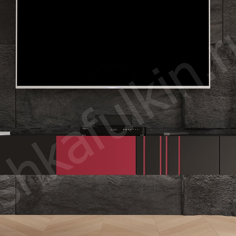 Изображение Стенка Экспрессио Черный Цветной Розовый Светлые Модерн 2х створчатые Гостиная Под ТВ Для вещей 5