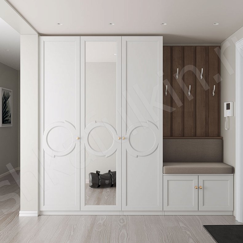 Прихожая Монтерри Светлые Белый Неоклассика 3х створчатые Прихожая Для вещей