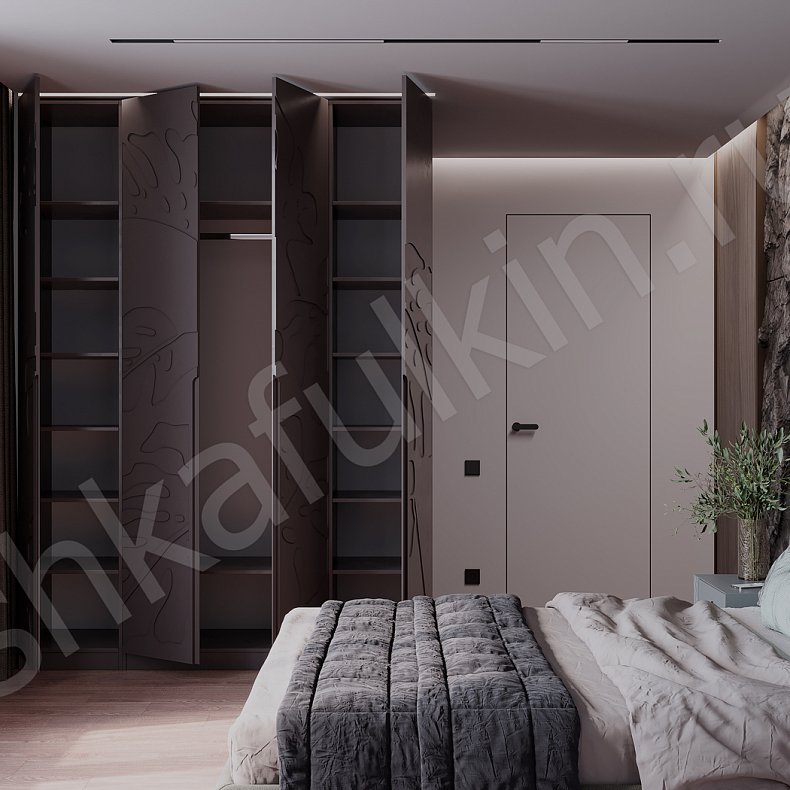 Изображение Шкаф Монстера Серый Темные Светлые Модерн 4х створчатые Спальня Для вещей 4