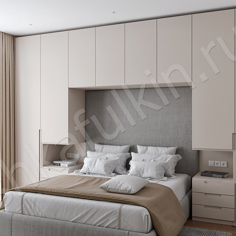 Изображение Гарнитур Инкерман Коричневый Светлые Серый Современный 4х створчатые Спальня Для белья Для вещей 2