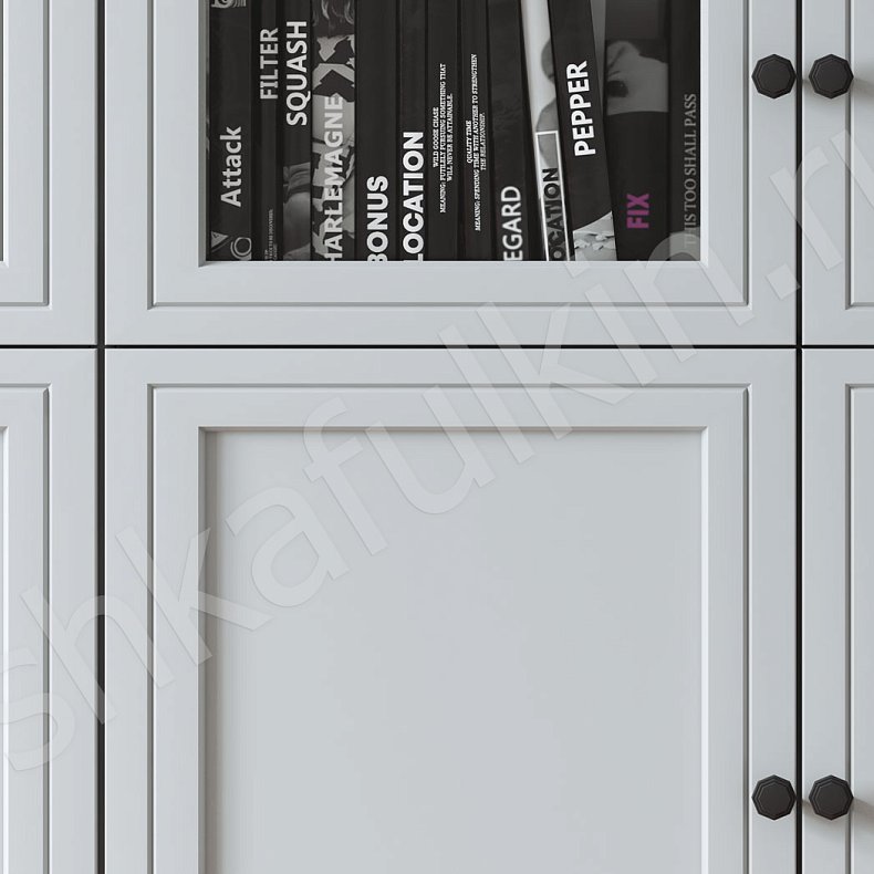 Шкаф-витрина Такс Белый Неоклассика 4х створчатые Гостиная Для посуды Для книг 3