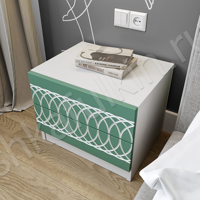 Изображение Гарнитур Вернисаж Белый Цветной Розовый Светлые Темные Зеленый Неоклассика 4х створчатые Спальня Для вещей 8