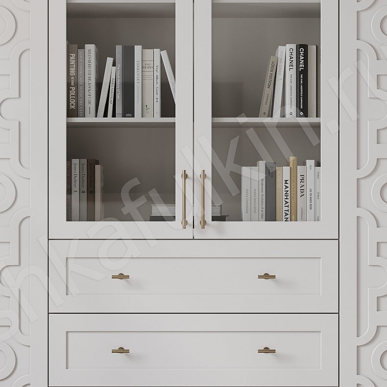 Изображение Стенка Барби Белый Светлые Неоклассика 6и створчатые Гостиная Для книг Для вещей 3