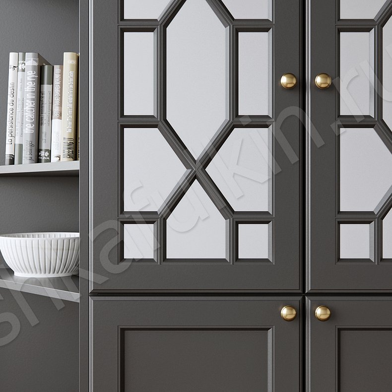 Изображение Корпусный шкаф Смит Белый Черный Светлые Темные Неоклассика 6и створчатые Гостиная Для книг Для вещей 7