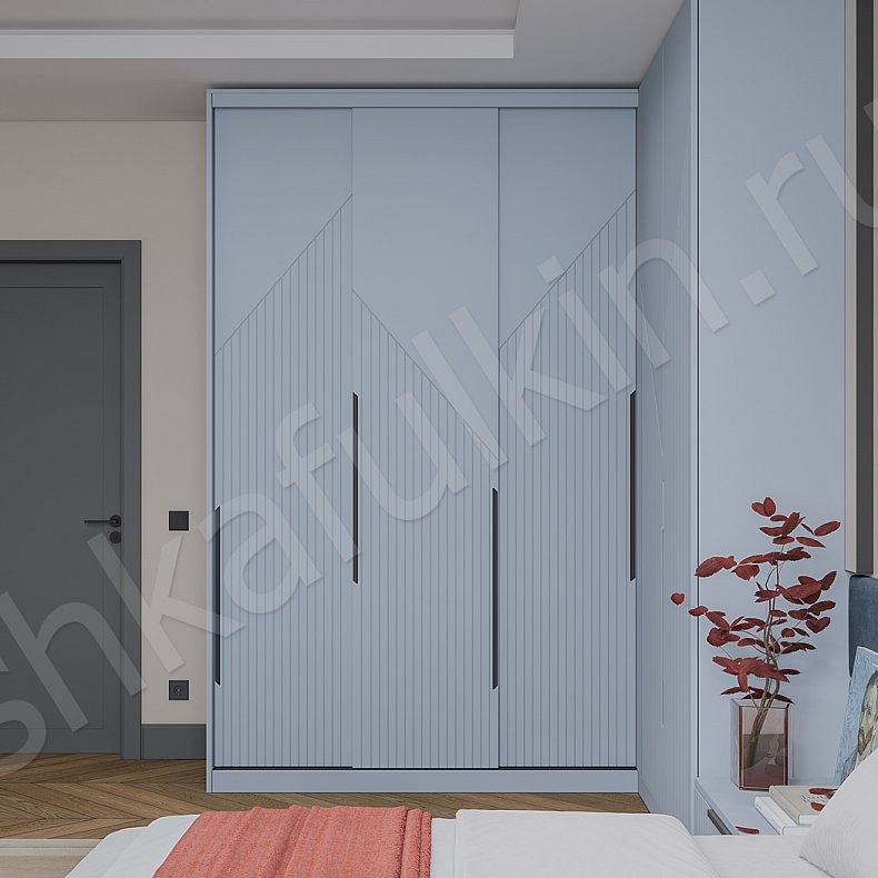 Шкаф-купе 5 дверей Фигаро Цветной Синий Светлые Неоклассика 5и створчатые Спальня Для белья Для вещей 2