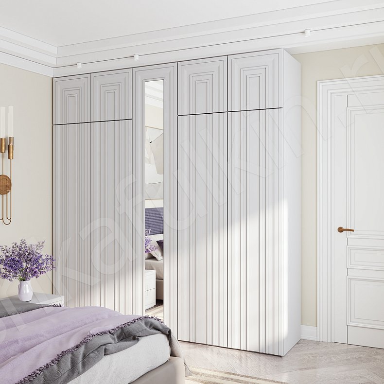 Шкаф Лаварра Светлые Белый Неоклассика 5и створчатые Спальня Для вещей