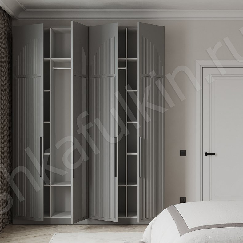 Шкаф Антерра Серый Современный 4х створчатые Спальня Для вещей 4