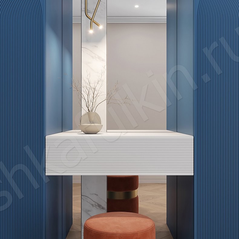 Изображение Шкаф в прихожую Олимп Темные Синий Цветной Неоклассика 4х створчатые Прихожая Для вещей 2