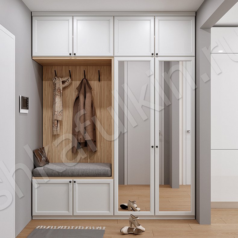 Прихожая Тринити Белый Цветной Светлые Зеленый Неоклассика 2х створчатые Прихожая Для вещей