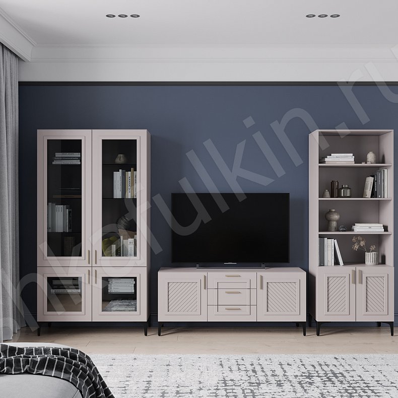 Стенка Танзано Белый Серый Светлые Темные Современный 2х створчатые Гостиная Для книг Для декора Под ТВ