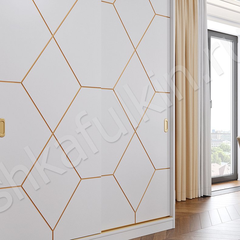 Корпусный шкаф-купе Рональд Золото Классика 2х створчатые Гостиная Для вещей 2