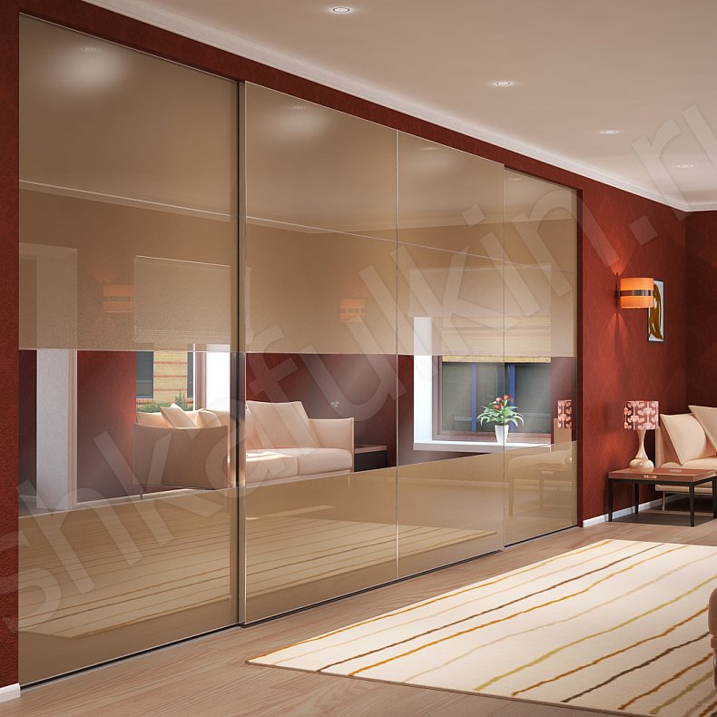 Встроенный шкаф-купе Арне Светлые Коричневый Современный 4х створчатые Гостиная Для вещей