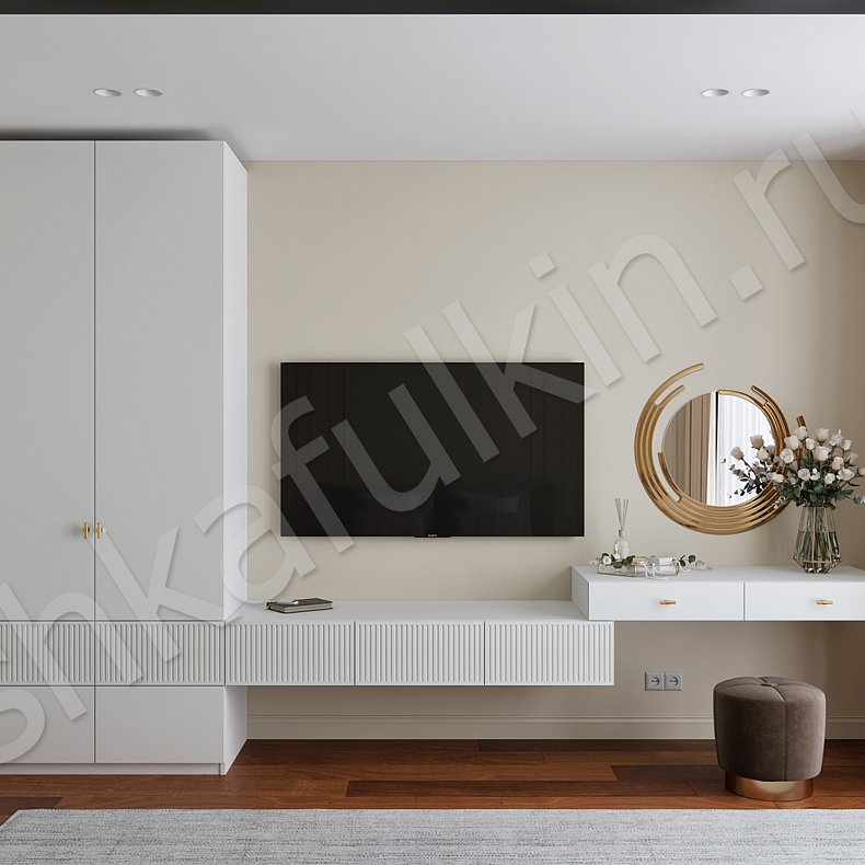 Изображение Гарнитур Невада Белый Светлые Неоклассика 2х створчатые Спальня Под ТВ Для вещей 1