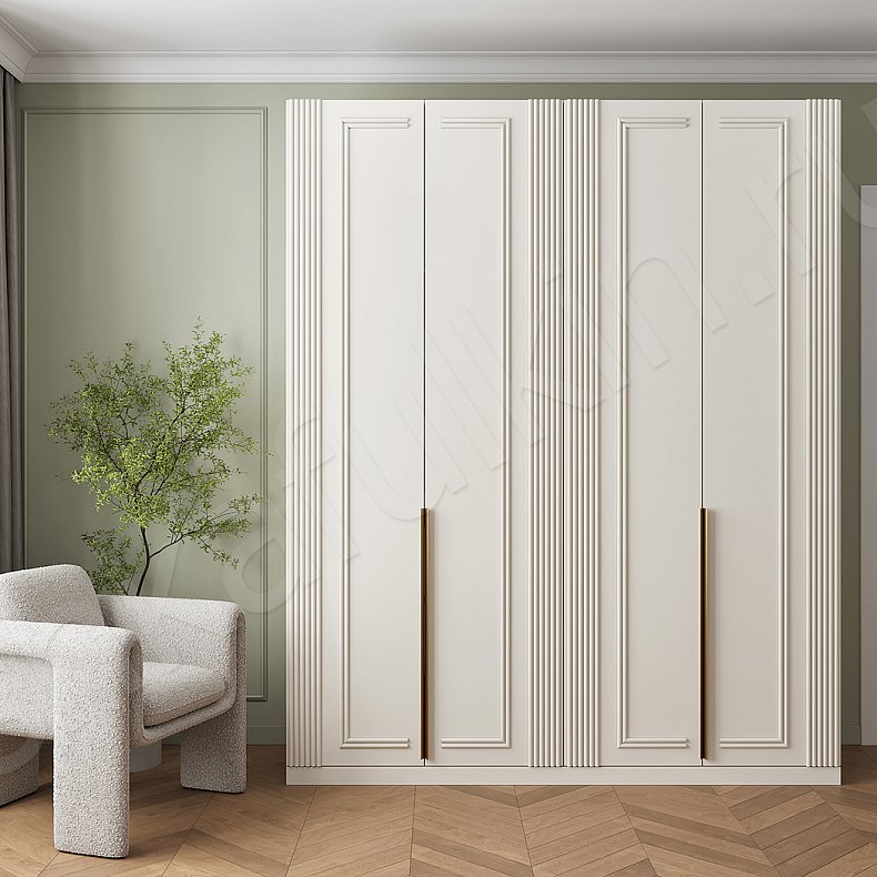 Изображение Шкаф Галлардо Белый Светлые Серый Неоклассика 4х створчатые Гостиная Для вещей 2