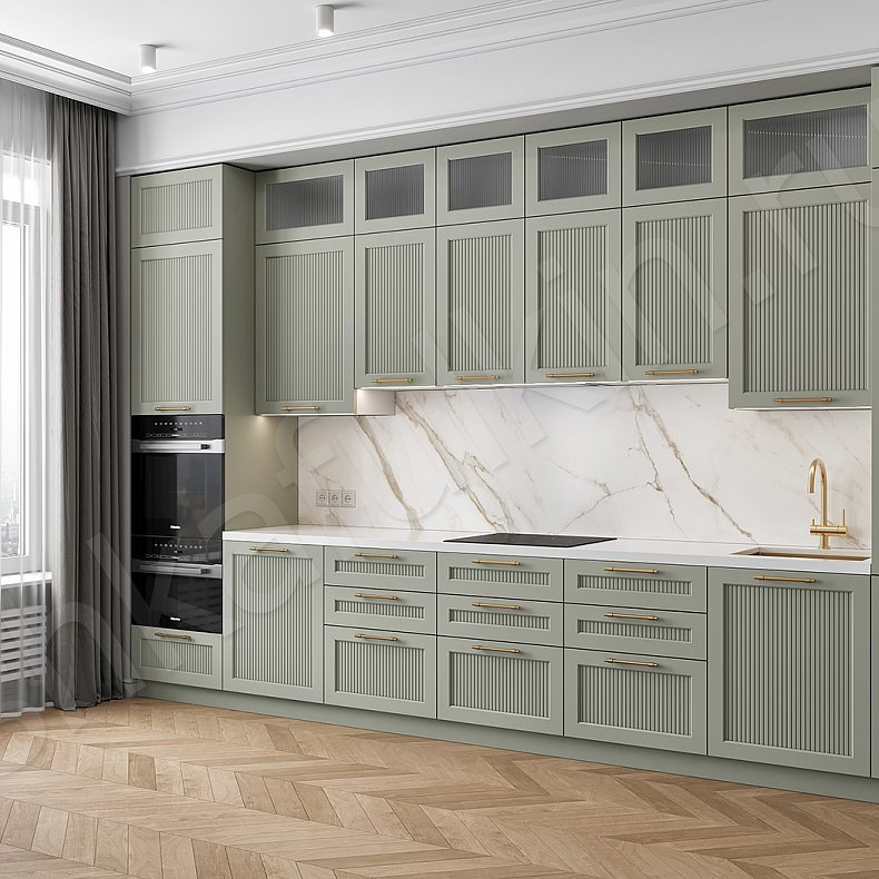 Кухня Шелдон Зеленый Светлые Цветной Неоклассика   Для посуды 4