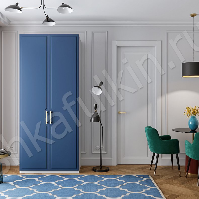 Шкаф Лазурит Цветной Синий Темные Современный 2х створчатые Гостиная Для вещей 1