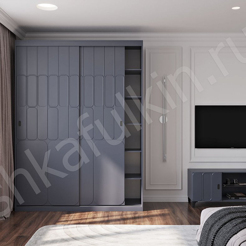 Корпусный шкаф-купе Битман Темные Современный 2х створчатые Гостиная Для вещей 2