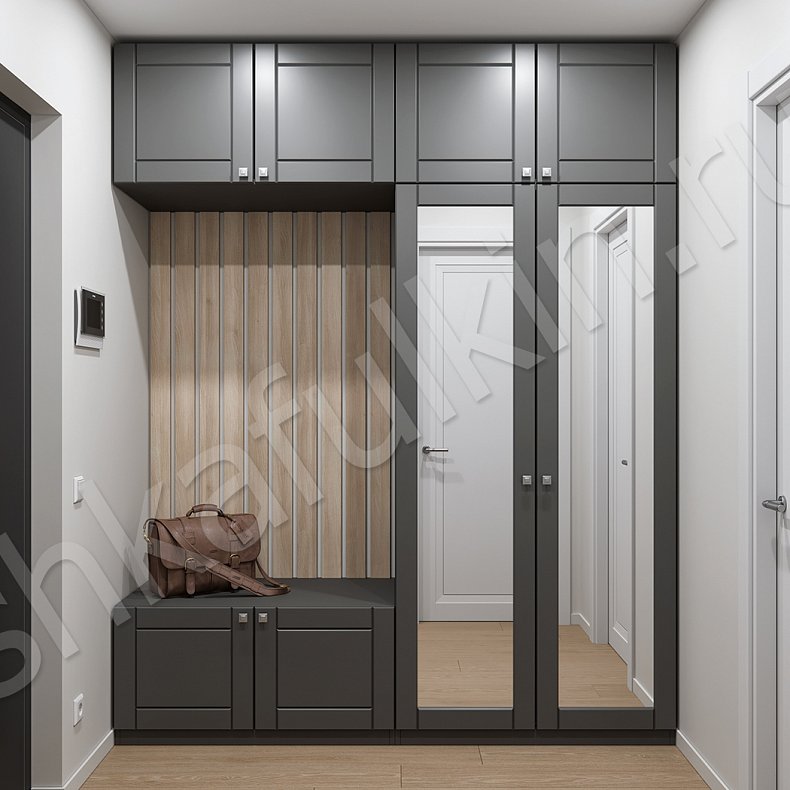 Шкаф в прихожую Грей Древесный Темные Серый Минимализм 2х створчатые Прихожая Для вещей