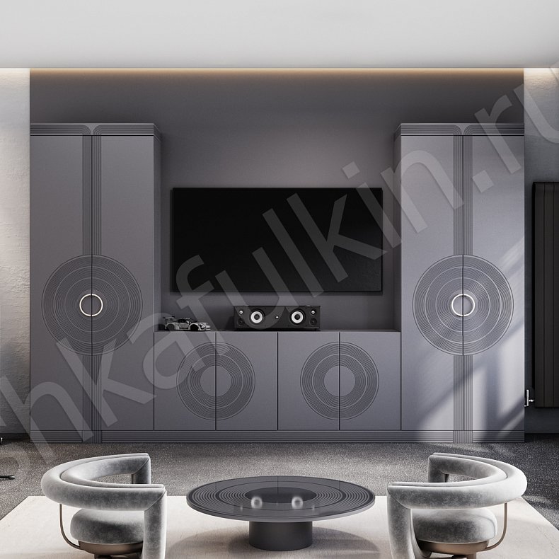 Гарнитур Атенза Серый Темные Современный 2х створчатые Гостиная Для вещей Для декора