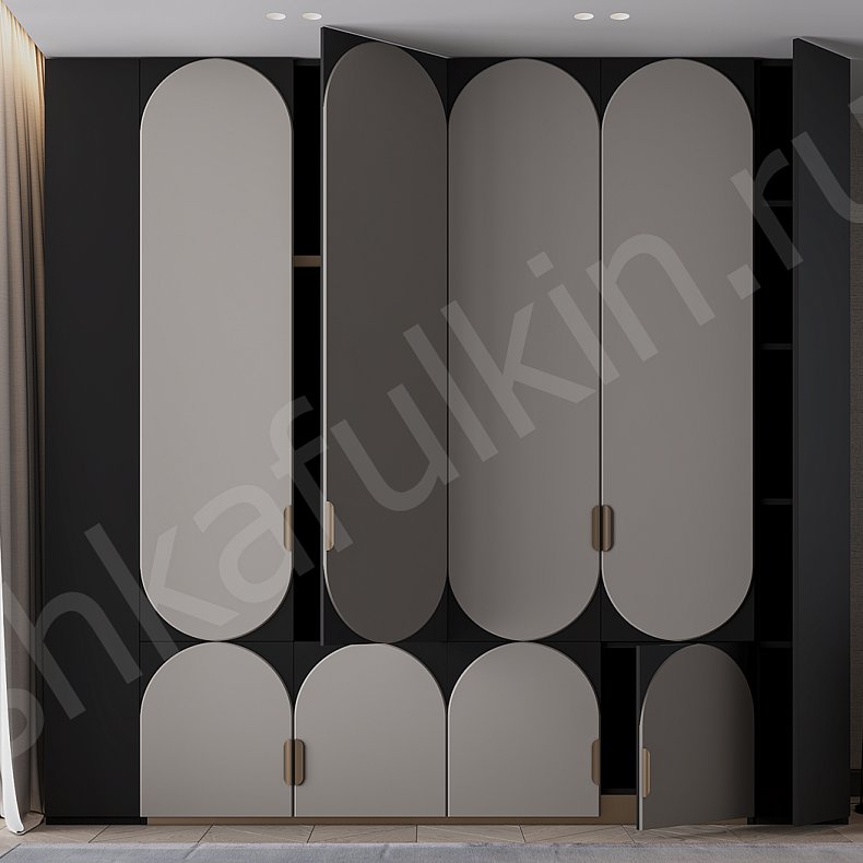 Изображение Шкаф Тимберри Темные Современный 6и створчатые Спальня Для вещей 4