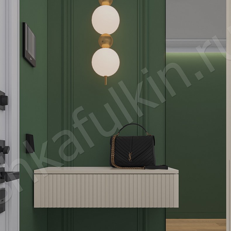 Шкаф-купе Скаволлини Цветной Коричневый Светлые Зеленый Неоклассика 3х створчатые Коридор Для вещей 4