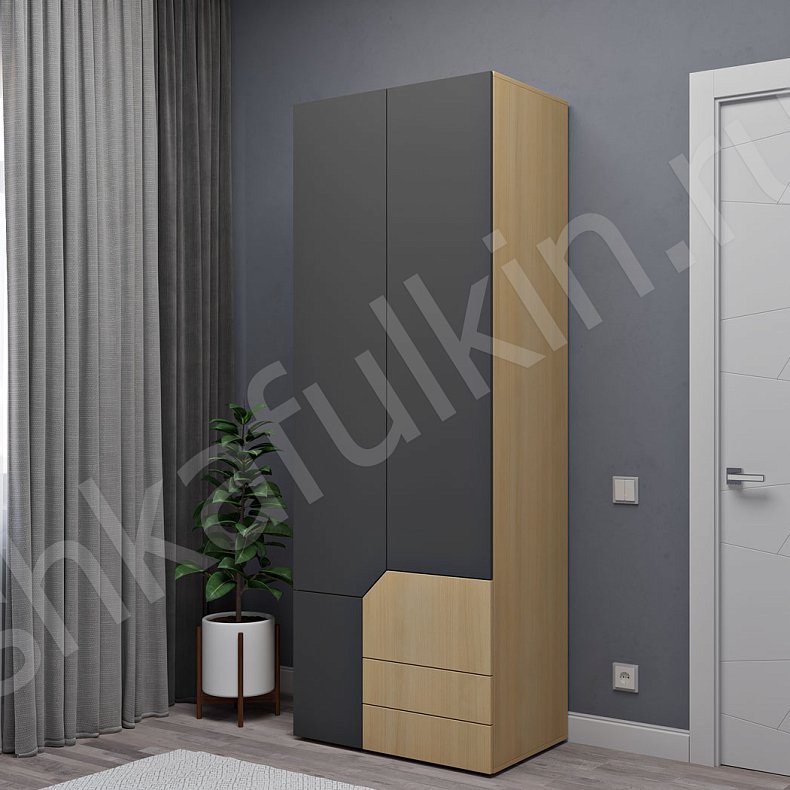 Шкаф Сонум Темные Светлые Серый Коричневый Древесный Черный Скандинавский 2х створчатые Гостиная Для вещей Для белья