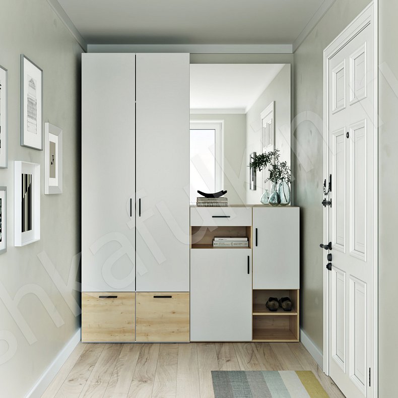 Прихожая Лайк Светлые Древесный Белый Скандинавский 2х створчатые Прихожая Для вещей