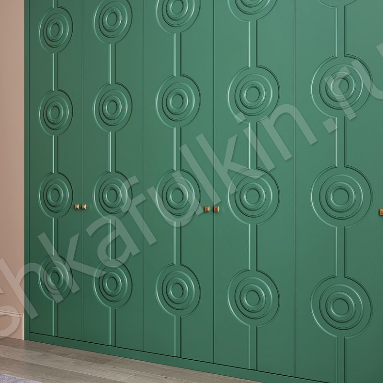 Распашной встроенный шкаф Тофиро Зеленый Светлые Цветной Модерн 6и створчатые Спальня Для вещей 2