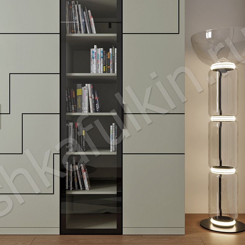 Изображение Шкаф-стенка Канзас Светлые Цветной Зеленый Современный 6и створчатые Гостиная Для книг Для вещей 3